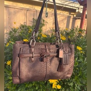 Vintage Coach Jayden Satchel in a Bronze Exotic Python Embossed Leather